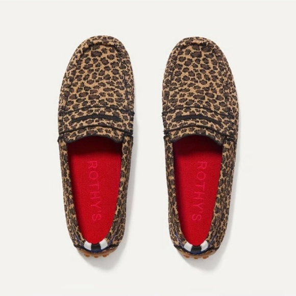 Rothy's Little Cat Leopard Print Driver Slip-On Loafers Size 10 - Picture 1 of 14
